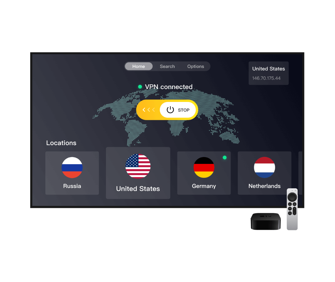 Apple TV 客户端界面示意图